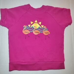 Hanna Andersson Adventures Of Summer Sweatshirt Flamingo Sz 6-7 Short Sleeve